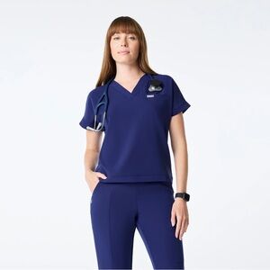 Figs Women's Short Sleeve Top in Sapphire